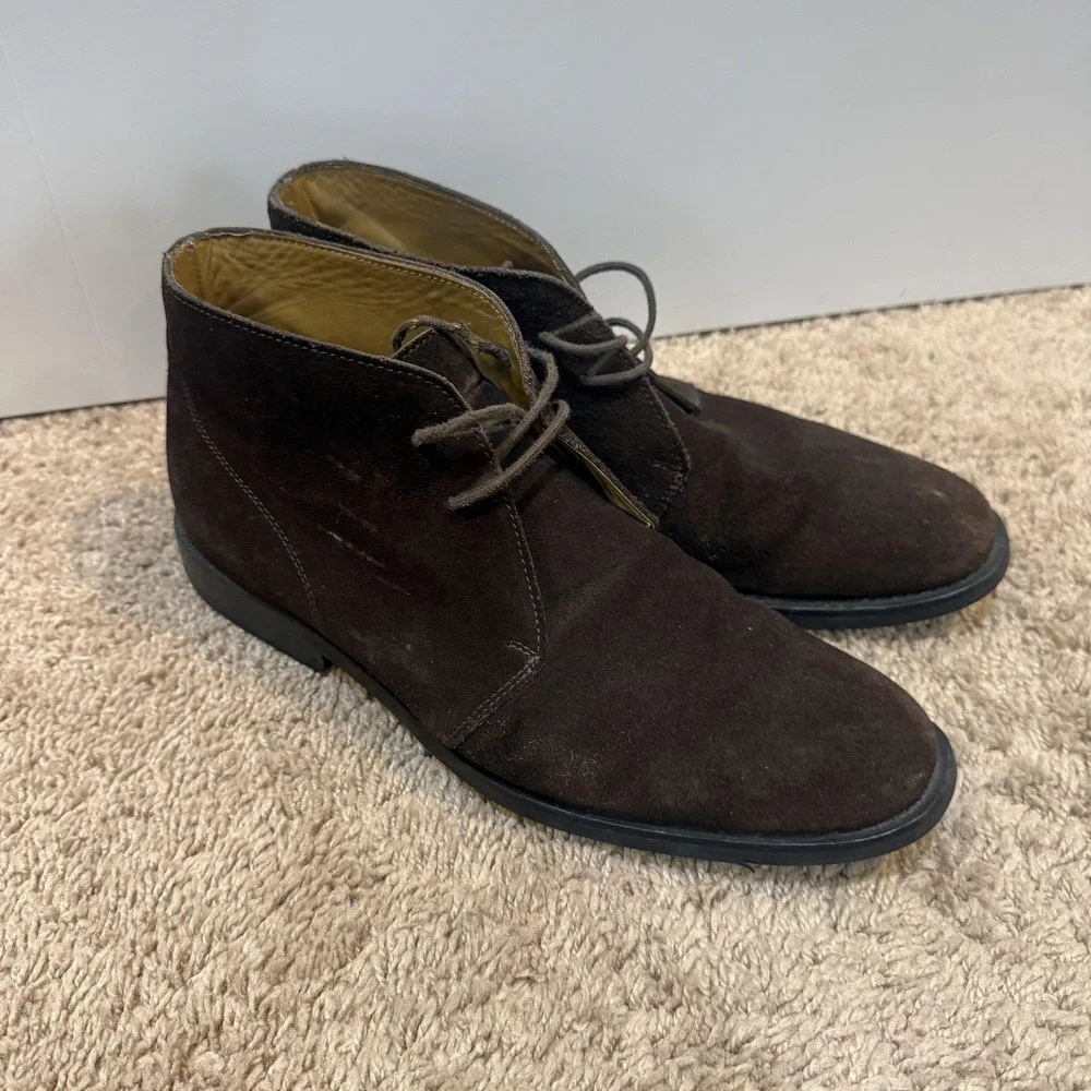 Brooks Brothers 346 Boots Mens Size 9 Brown Suede Chukka Leather Lined Casual